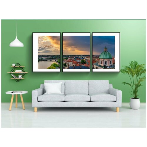 фото Набор модулных постеров для интерьера "прага, небо, город" 60x90 см. в тубусе, без рамки lotsprints