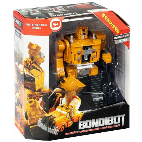 Трансформер 2в1 BONDIBOT робот-строит. техника (экскаватор гусеничный), метал. детали, Bondibon BOX