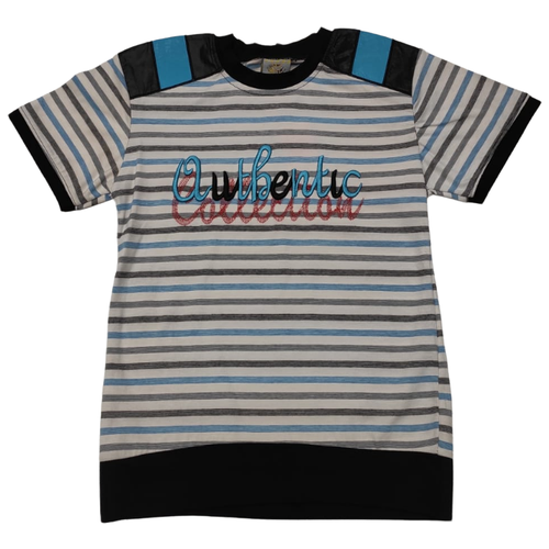 фото Футболка белая/полоска для мальчика (размер:158) р.р.140-158 gold steel