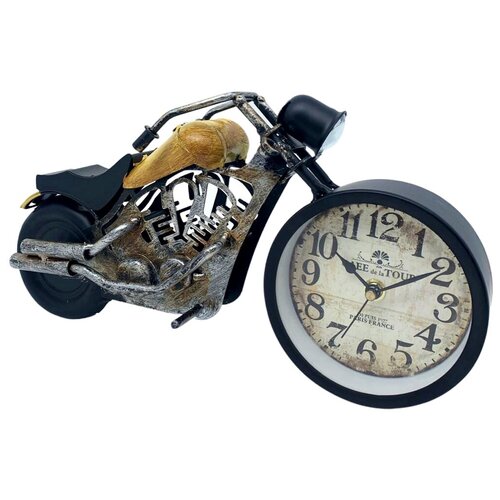 Часы настольные BLT мотоцикл в ретро стиле желтые