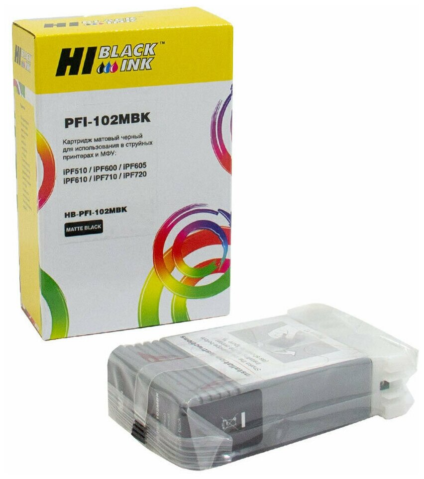 Картридж Hi-Black (HB-PFI-102MBk) для Canon IPF-510/600/710, MBk