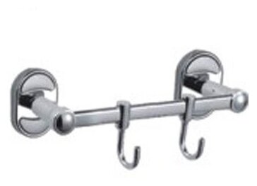 Планка с крючками для ванной Frap F1915-2, 2 крючка, хром