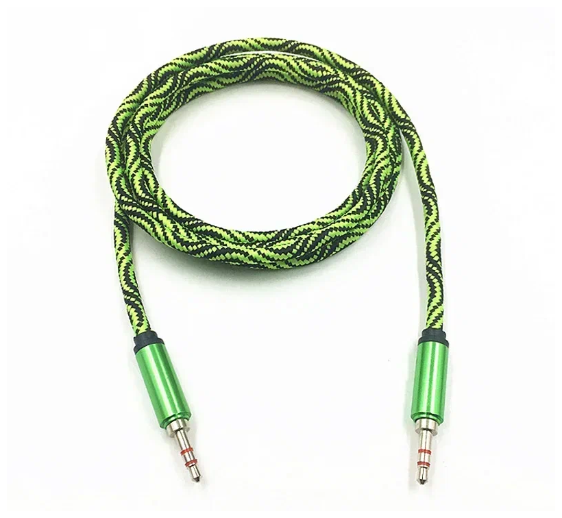 Аудио кабель AUX 2 м / AUX Кабель / Акустический провод аукс / Кабель aux jack 3.5 мм / зеленый