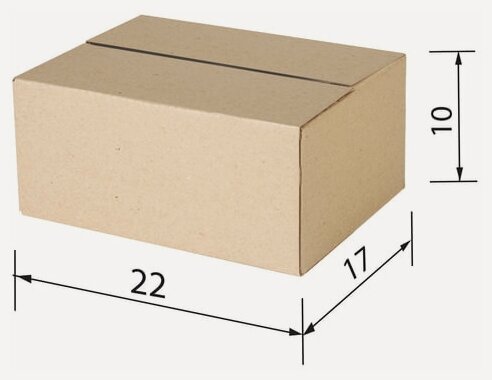 Изображение товара 40 шт. Гофроящик, длина 220 х ширина 170 х высота 100 мм, марка Т22, профиль В, FEFCO 0201 / ГОСТ, исполнение А, 440059