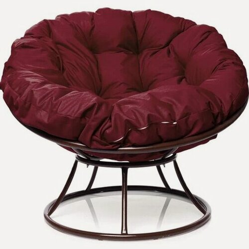 Изображение товара Садовое кресло M-group Папасан без ротанга коричневое + бордовая подушка