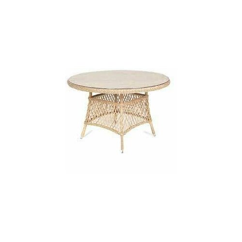 Садовый стол круглый 4SIS «Эспрессо» 150 см плетеный, из искусственного ротанга, столешница из закаленного стекла, вес 20 кг YH-T1661G-1 соломенный