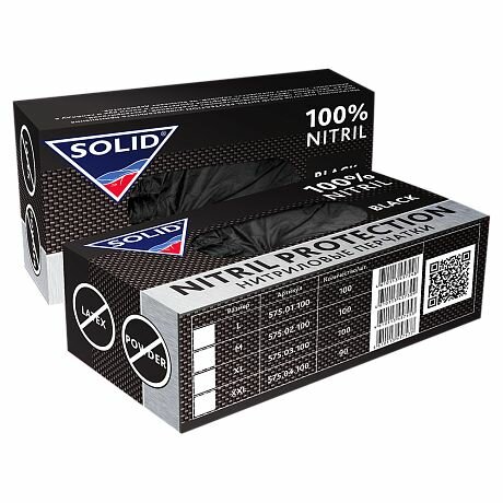 Ультрапрочные нитриловые перчатки SOLID NITRIL PROTECTION, 100 штук , размер L