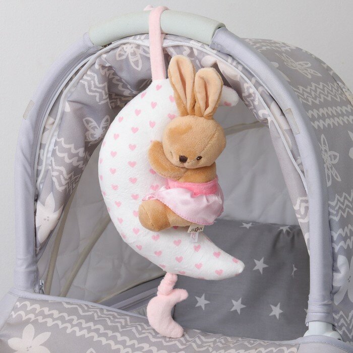 Подвеска музыкальная «Зайка на луне», заводная, на кроватку, коляску, Mum&Baby