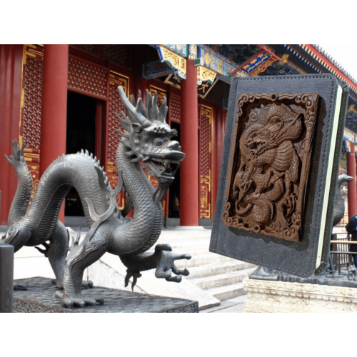 Ежедневник блокнот недатированный с барельефом-талисманом, изображающим Дракона, в фэн-шуй талисман наделен магической силой и предназначен для достижения процветания и богатства, А6, 100х150мм, Мастерская Символов