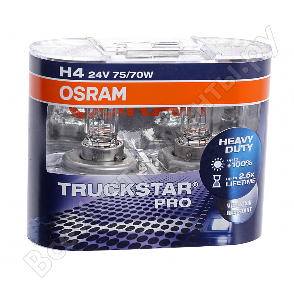 OSRAM H4 24V- 75/70W (P43t) (вибростойкая+увелич.срок службы) Truckstar Pro 2шт - фото №3