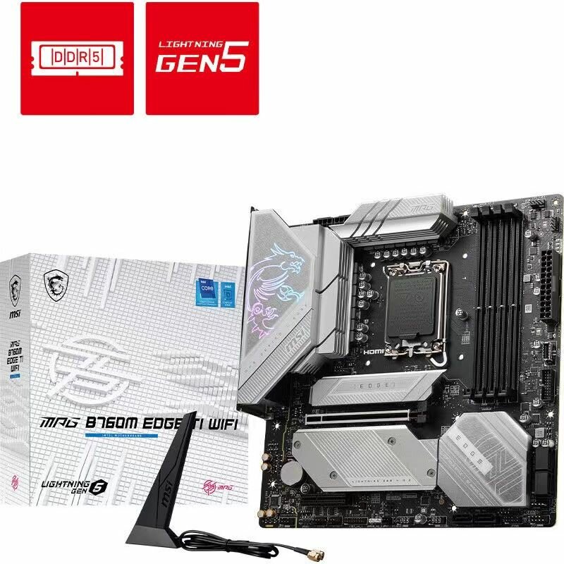 Материнская плата mATX MSI (LGA1700, B760, 4*DDR5 (7800), 6*SATA 6G RAID, 3*M.2, 2*PCIE, 2.5Glan, WiFi, BT, HDMI, DP, USB Type- - фото №8
