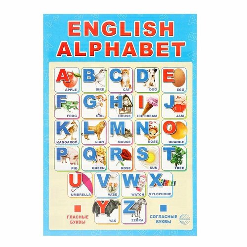 Плакат Английский алфавит в упаковке с европодвесом А3 плакат состав слова а3