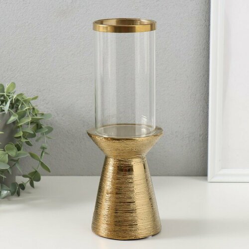 Подсвечник керамика стекло на 1 свечу Пустыня d8 см золото 95х95х27 см 1416₽