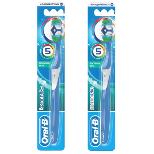 Зубная щетка Oral-B Complex Пятисторонняя чистка, средняя, 2 шт.