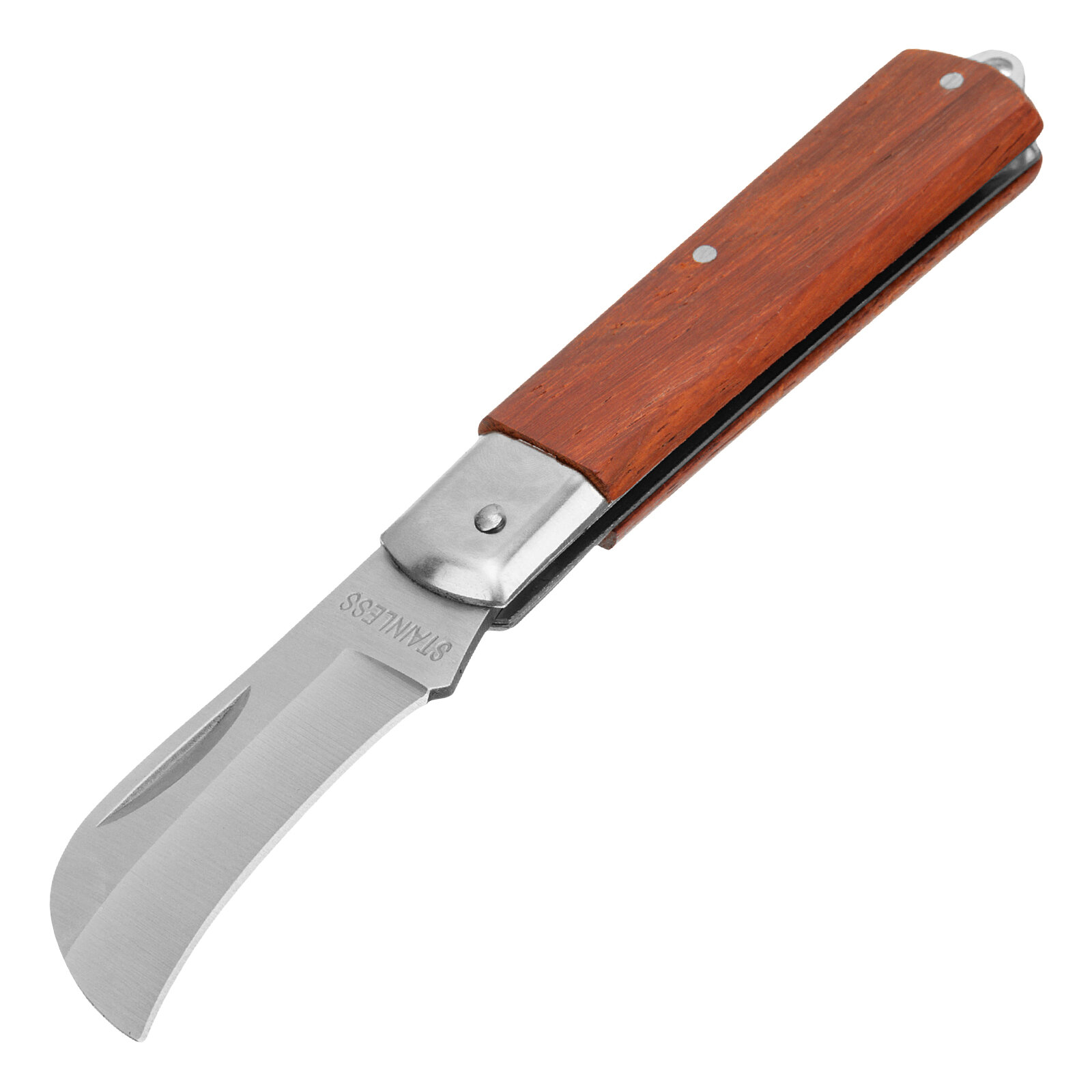 Нож складной Sparta 200 мм, загнутое лезвие, деревянная ручка 78999