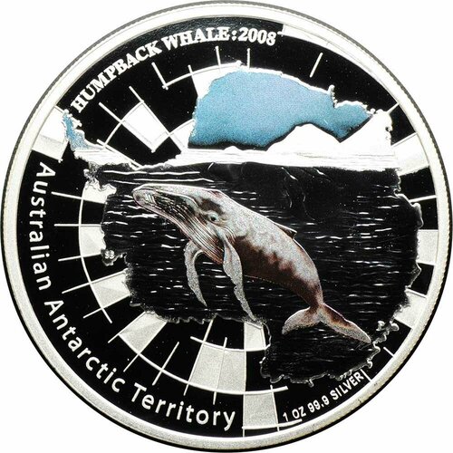 Монета 1 доллар 2008 Австралийская антарктическая территория Горбатый кит Австралия австралия 1 доллар 2008 г коренные австралийские животные клинохвостый орёл