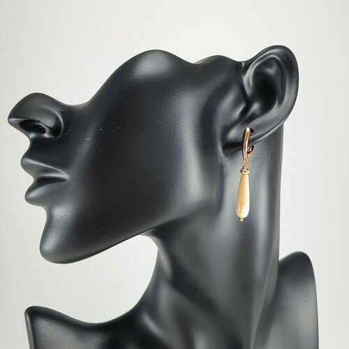 Серьги  Жемчужина Юга, перламутр, размер 40 мм, бежевый