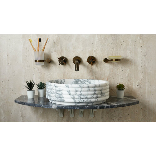 Белая раковина для ванной Sheerdecor Kale 019002511 из натурального камня мрамора