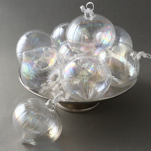 Koopman Набор стеклянных елочных шаров Cipolla de la Perlo 10 см, 9 шт, прозрачный перламутр *
