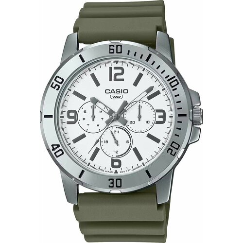 Наручные часы CASIO Collection MTP-VD300-3B, серебряный, зеленый