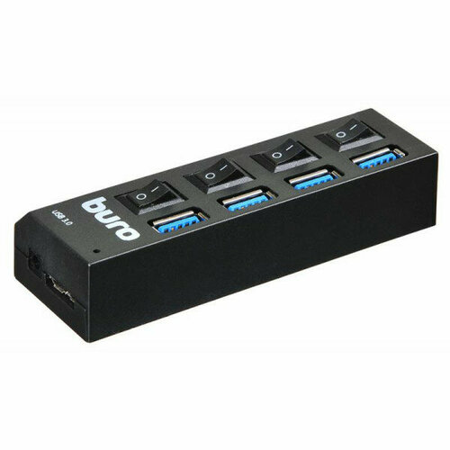 Разветвитель USB 20 Hama 4 порта BU-HUB4-U30-L черный 500800₽
