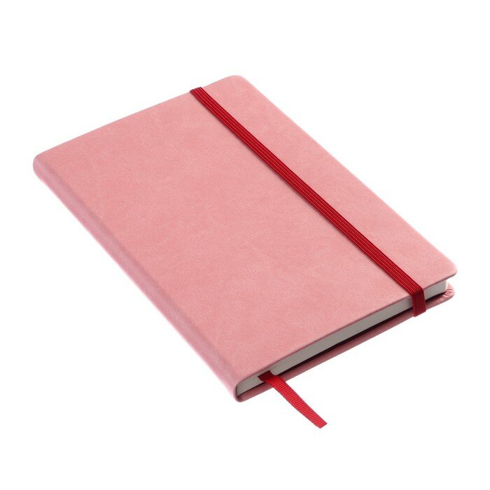 Listoff Бизнес-блокнот А5, Pink flower, 120 листов, в точку, твёрдая обложка, искусственная кожа, на резинке, ляссе, тонированный блок, 3 наклейки
