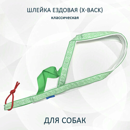 Шлейка ездовая для собак X-Back, классическая "Салатовые узоры" L