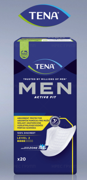 TENA Men Active FIT - урологические прокладки для мужчин 2 уровень, 3 капель, 1 упаковка 20 шт.