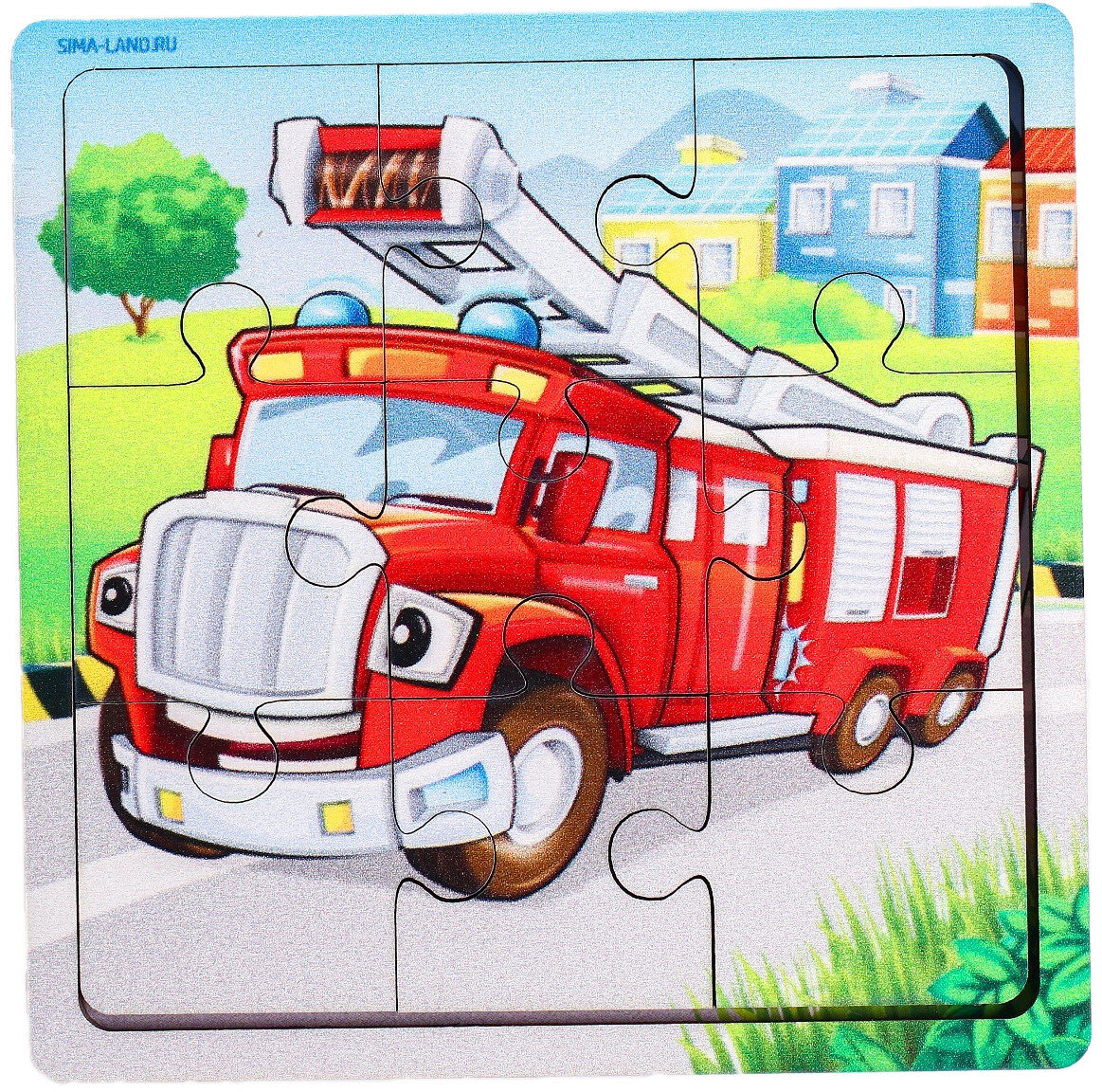 Развивающий пазл "Пожарная машина", деревянная рамка-вкладыш, детская головоломка, 9 деталей