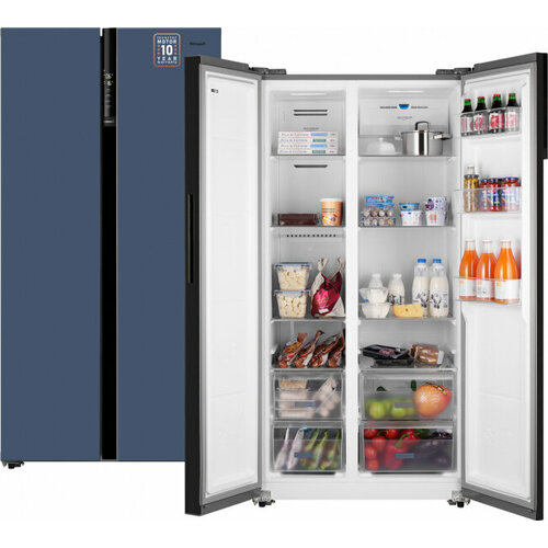 Холодильник side by side Weissgauff Wsbs 600 NoFrost Inverter Blue Glass 8924000₽