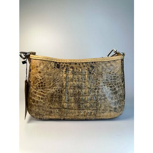 Сумка , фактура под рептилию, желтый, коричневый