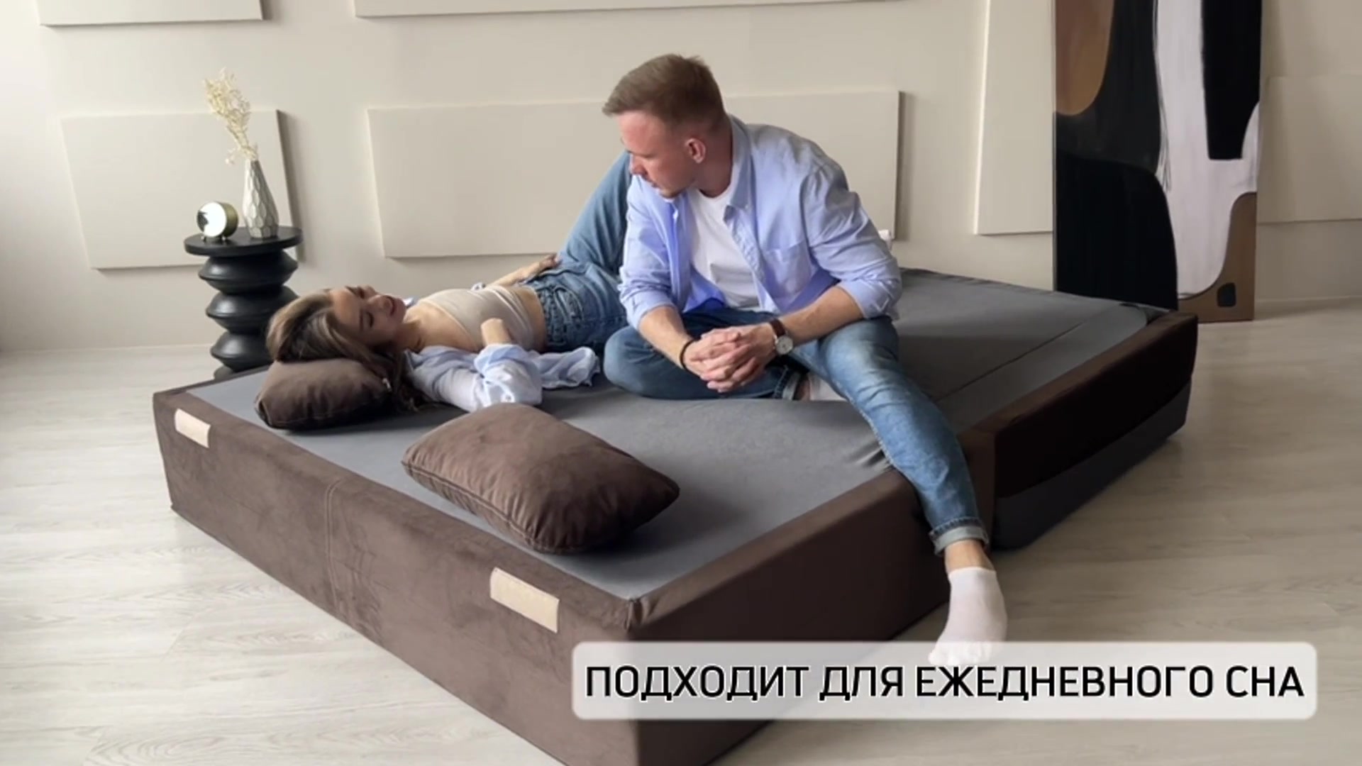 Диван раскладной двухместный Мико 160*100 см, трансформер, бескаркасный, спальное место 160*200 см, серый — фото 1