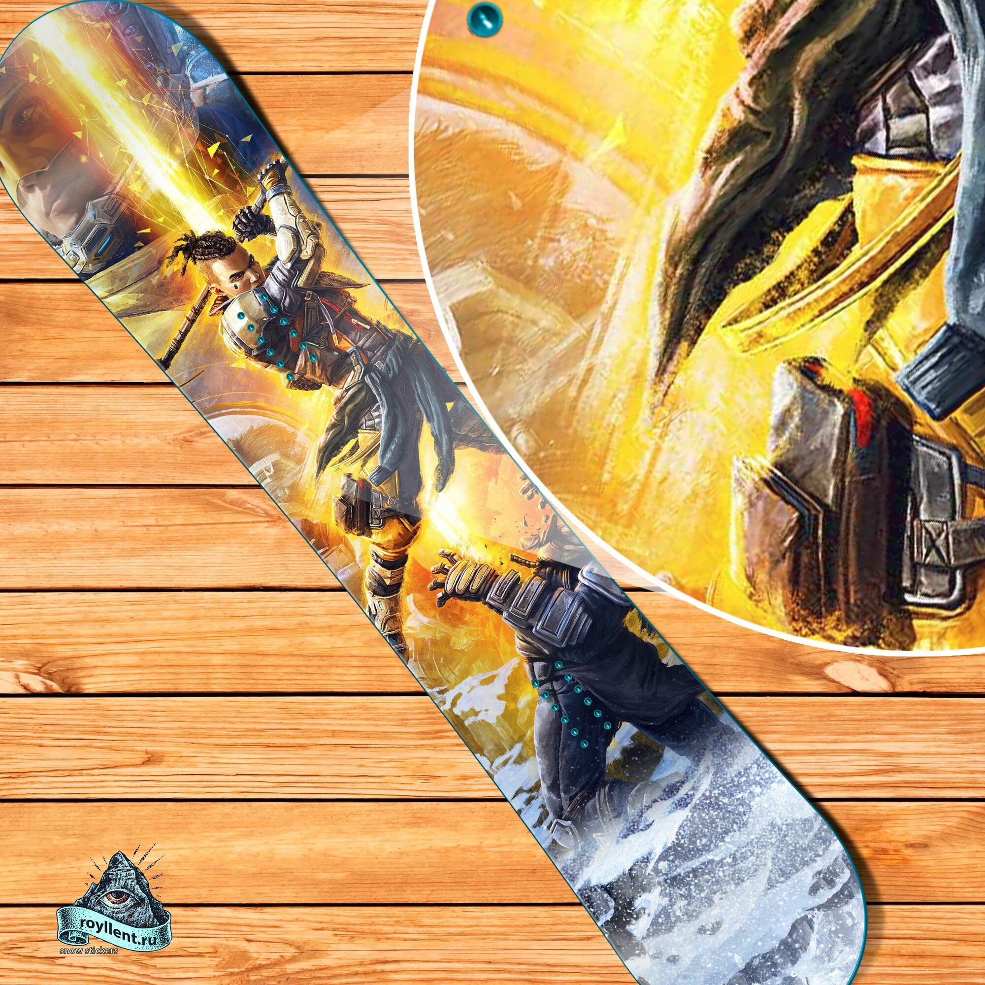 Полноразмерная наклейка на сноуборд или лыжи 1700х330 Scavengers Montage Design