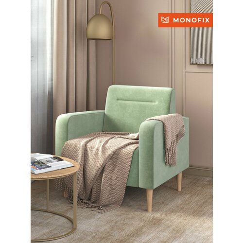 фото Мягкое кресло monofix фоксет для отдыха в гостиную, велюр оливковый (№30)