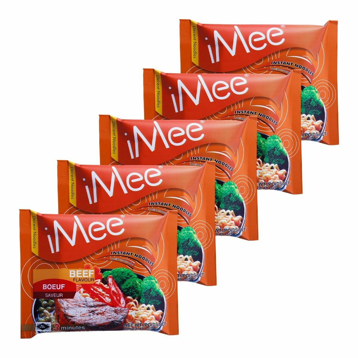 Лапша быстрого приготовления со вкусом говядины iMee, пачка 70 г х 5 шт