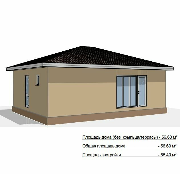 Готовый проект жилого дома из СИП панелей 56 м2