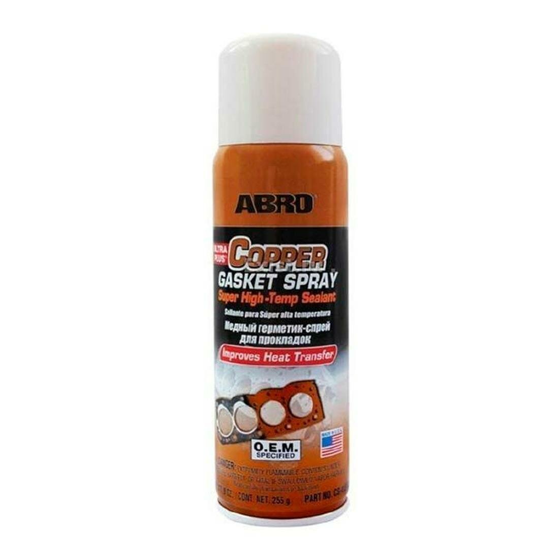 Abro герметик спрей прокладок медный abro copper gasket spray  255 г cg418r