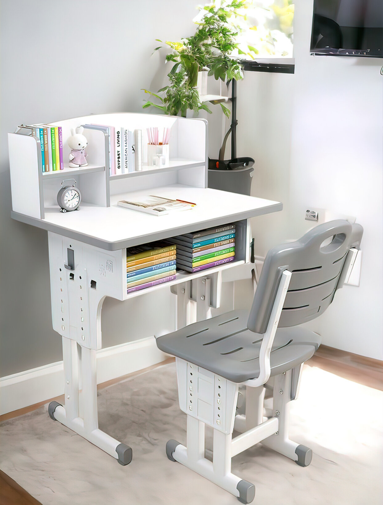 Детская регулируемая парта со стулом, школьный, металлический стол, для дома и учебы