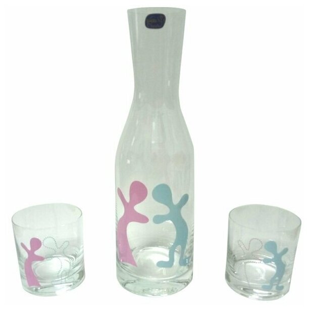 фото Набор для воды 3 предмета (графин 1,2 л + 2 стакана по 280 мл) Crystalex CZ s.r.o. "Танцующие человечки" / 134653