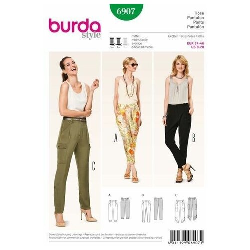 фото Выкройка burda 6907-брюки узкие