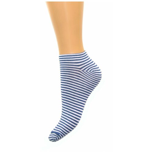 фото Носки детские "полоска" красная ветка с536, синий, белый, 22-24 (размер обуви 35-38)