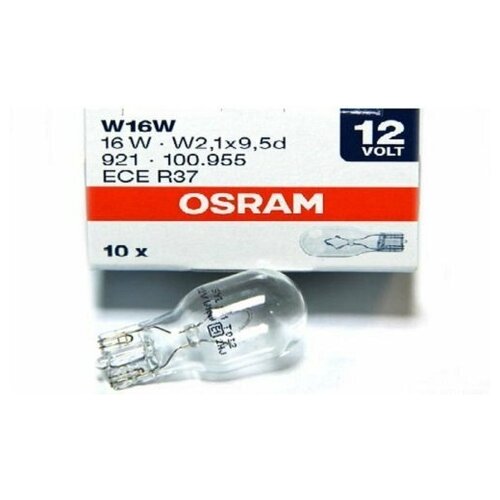 фото Лампа osram w16w 12v (16w) w2,1x9,5d стеклянный цоколь 4008321100948