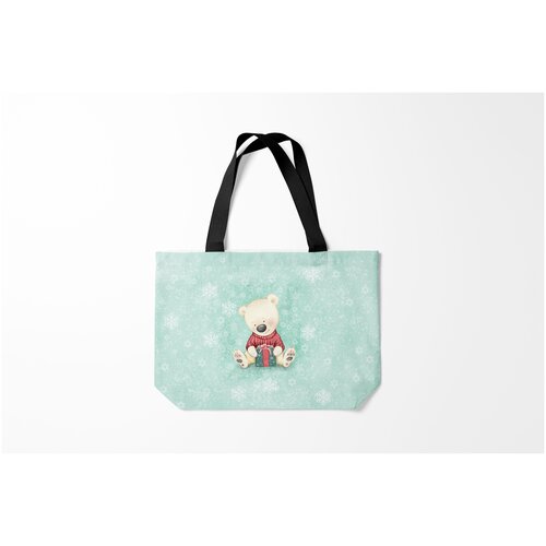 фото Сумка-шоппер / 46х35 см / праздники / новый год медвежонок с подарком burnettie
