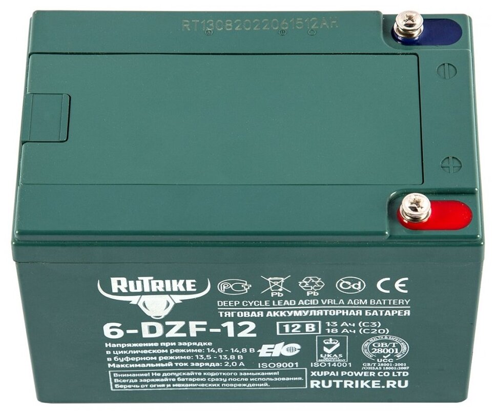Тяговый гелевый аккумулятор RuTrike 6-DZF-12 (12V12A/H C2)