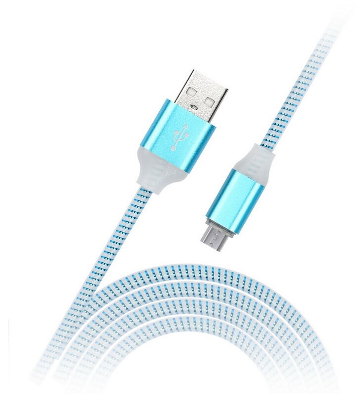 Кабель Smartbuy iK-12ss, USB2.0 (A) - microUSB (B), индикация, металлический наконечник, 2A output, 1м