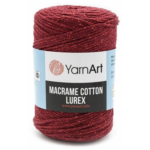 Пряжа YarnArt Macrame cotton Lurex, 7732074_739 красный, 75% хлопок, 13% полиэстер, 12% металлик, 250 г, 205 м, упаковка 4 шт