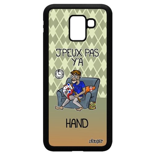фото Ударопрочный чехол на смартфон // samsung galaxy j6 2018 // "не могу - смотрю гандбол!" повод шутка, utaupia, зеленый