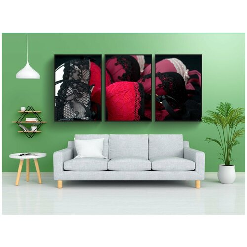 фото Набор модулных постеров для интерьера "бюстгальтер, нижнее белье, женское белье" 60x90 см. в тубусе, без рамки lotsprints