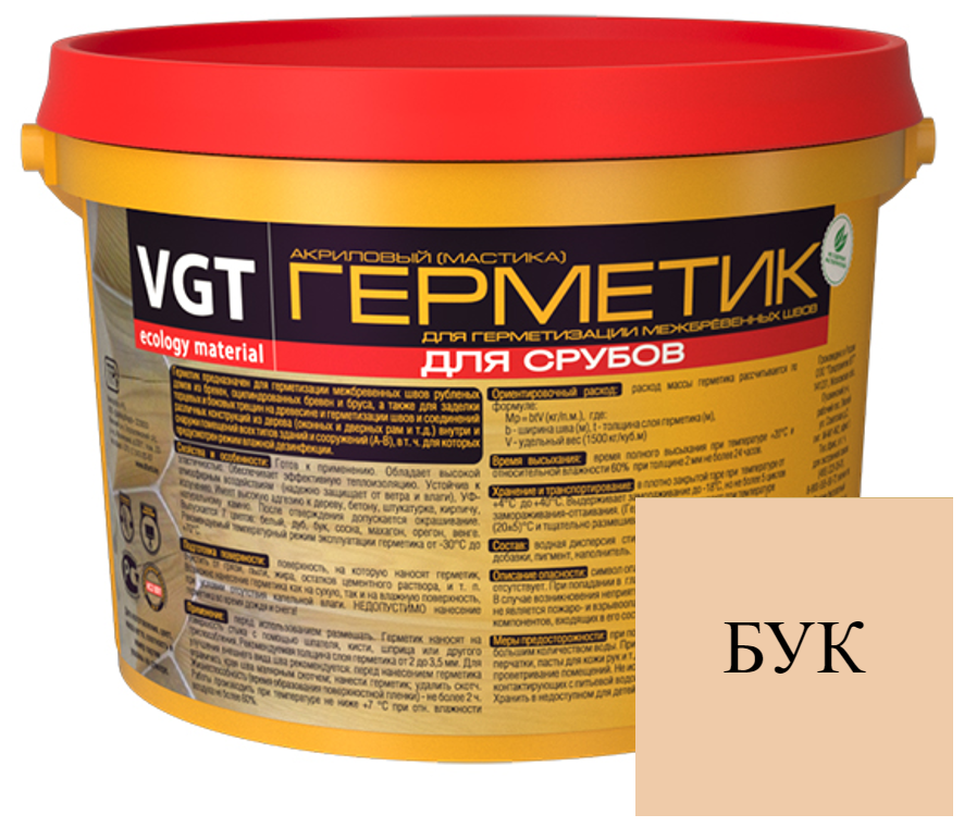 VGT Герметик акриловый (мастика) для срубов, Бук 7кг