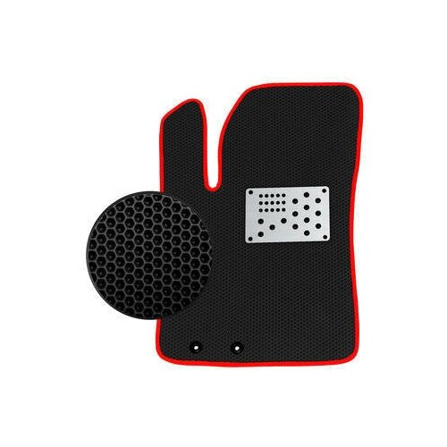 Водительский EVA коврик для Mercedes-Benz CLA-klasse 2013-2019/Мерседес-Бенц ЦЛА-класс 2013-2019 (с алюминиевым подпятником) черный с красной окантовкой